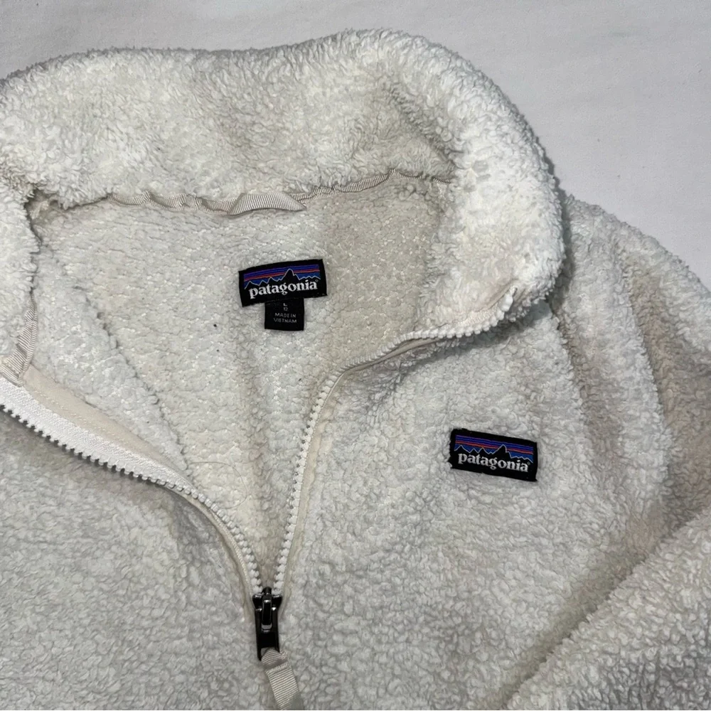 Patagonia Kids Los Gatos Quarter Zip Fleece Pullover Cream White Size L‎ 12